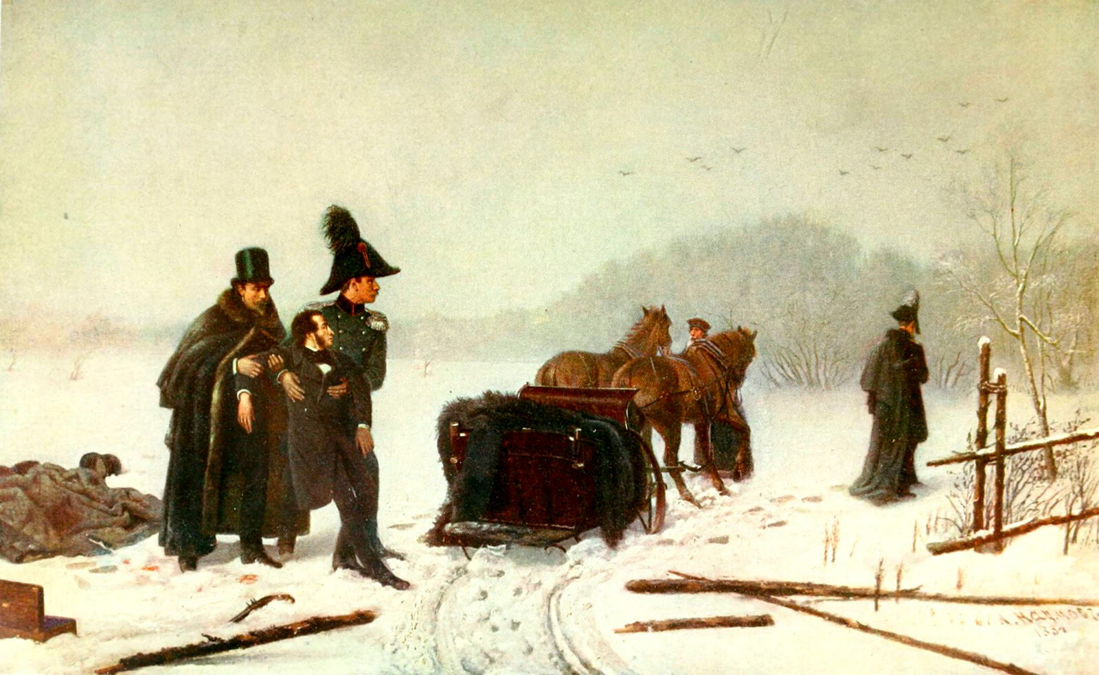Duelo entre Pushkin y Dantés. Pintor A. Naumov 1884