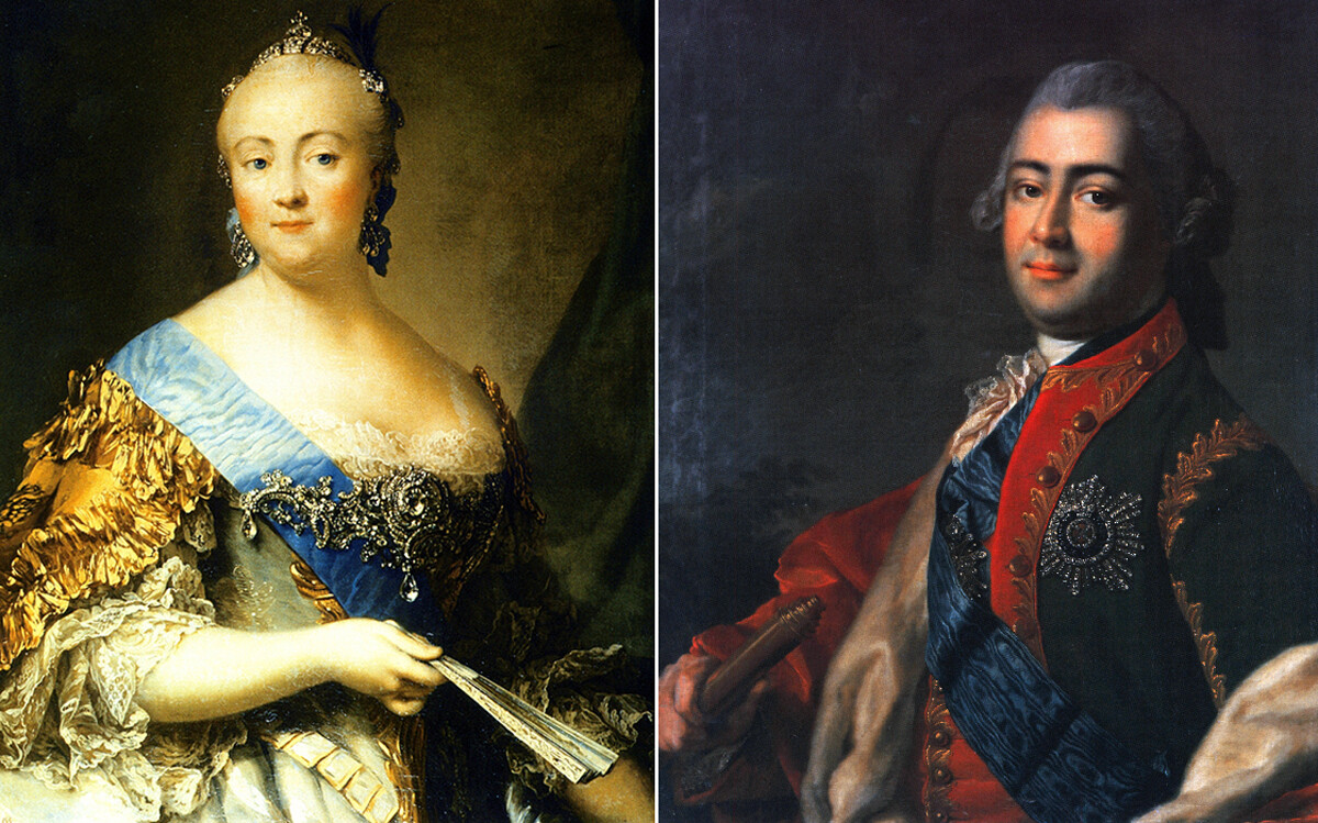 I ritratti dell’imperatrice Elisabetta di Russia (Elizaveta Petrovna) e del suo favorito il conte Aleksej Razumovskij, con cui avrebbe contratto un matrimonio in segreto