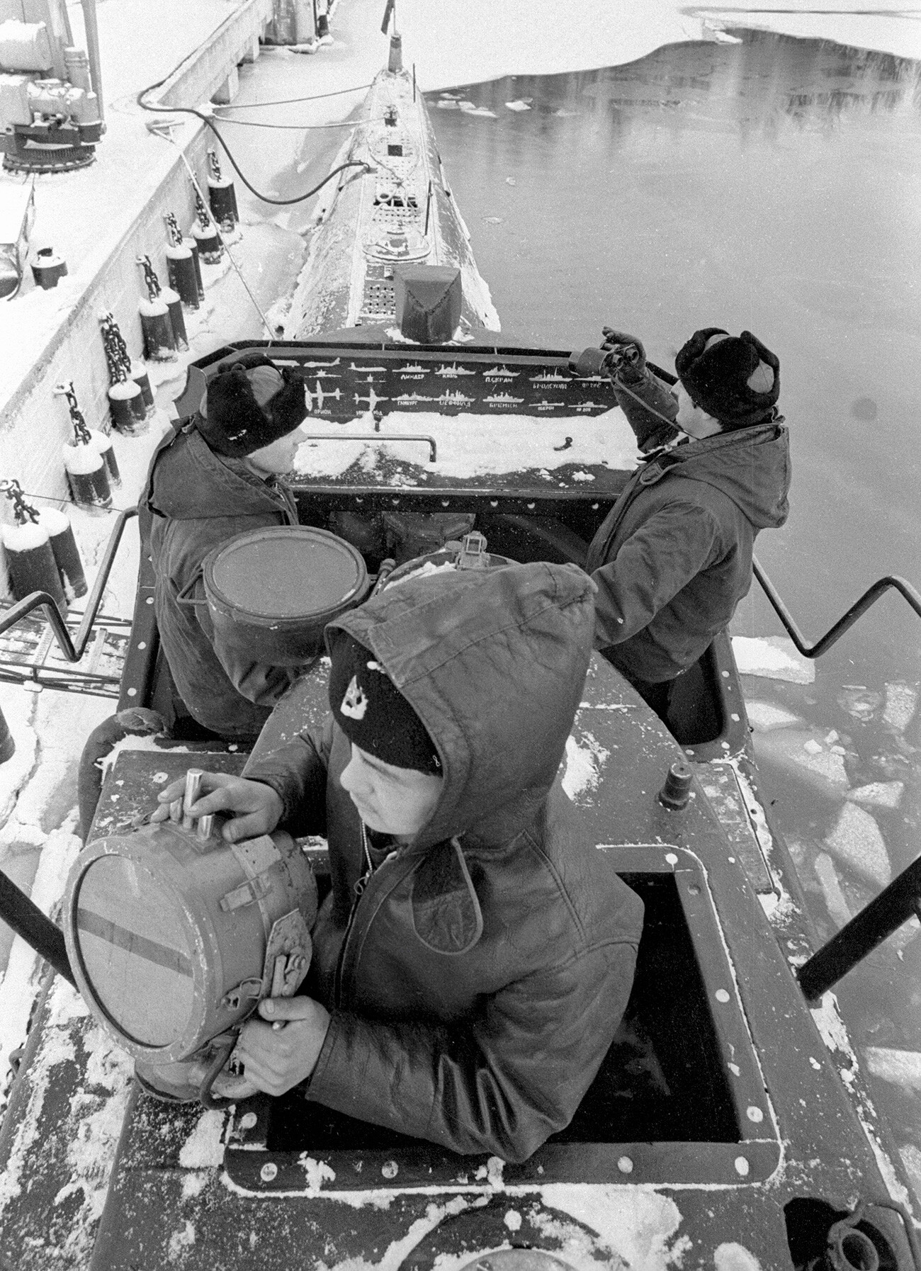 Soviet submarine crew ready to put to sea.