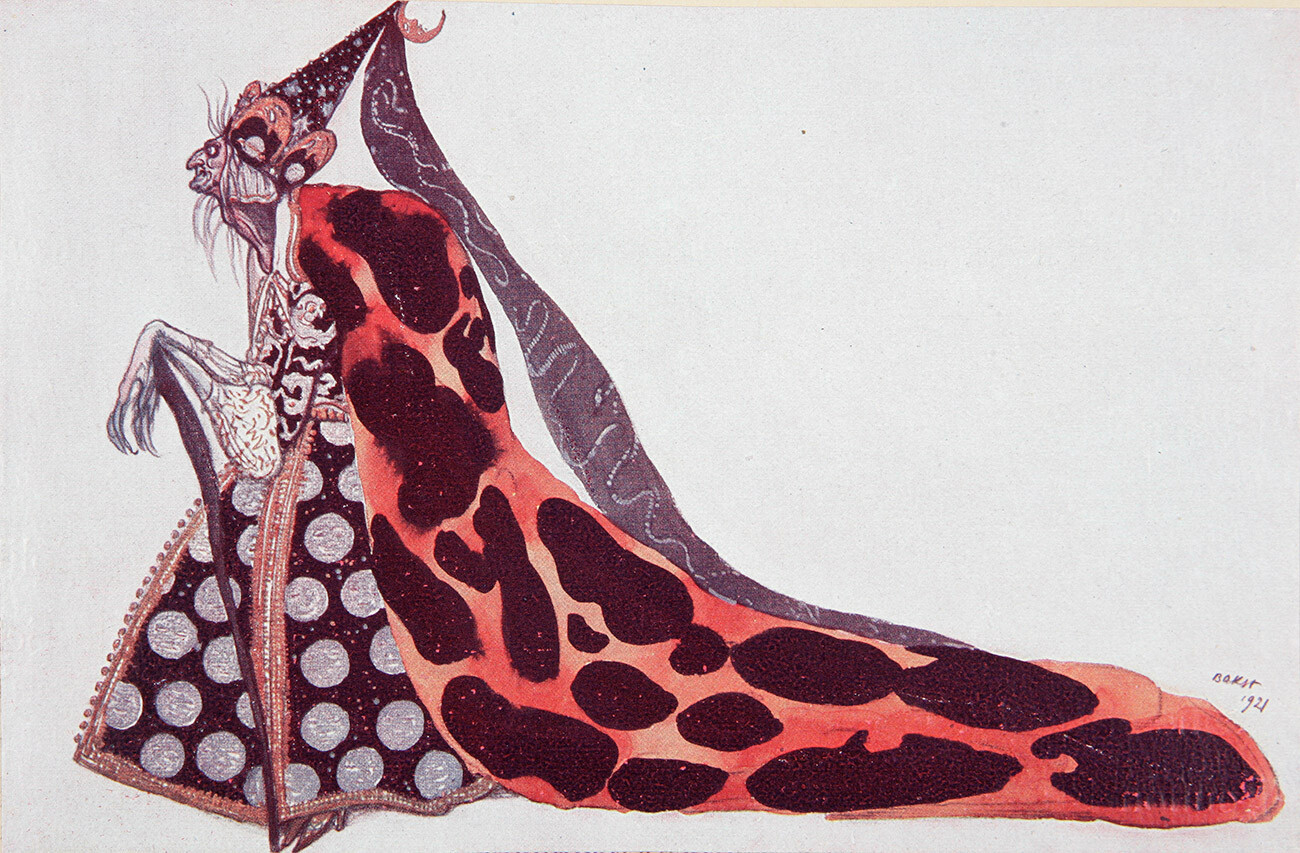 Esquisse de Léon Bakst pour le costume de Carabosse dans le ballet La Belle au bois dormant