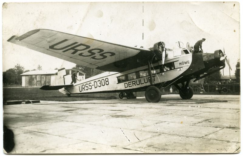 ANT-9 de la línea aérea soviético-alemana Deruluft, aeródromo de Kaunas, 1935-1936
