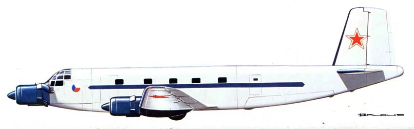 Esquema de pintura del Ju 352A-1 restaurado por los checos y donado por ellos a la URSS