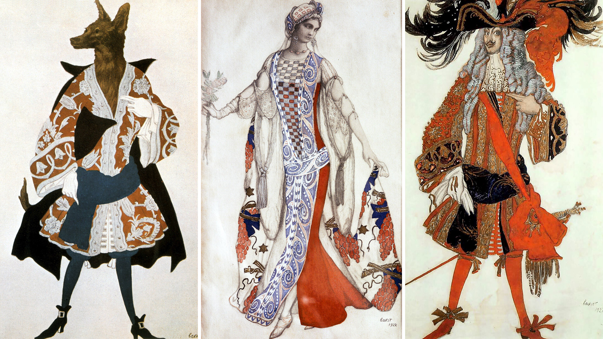 Diseño de vestuario de Leon Bakst para 'La Bella Durmiente'.