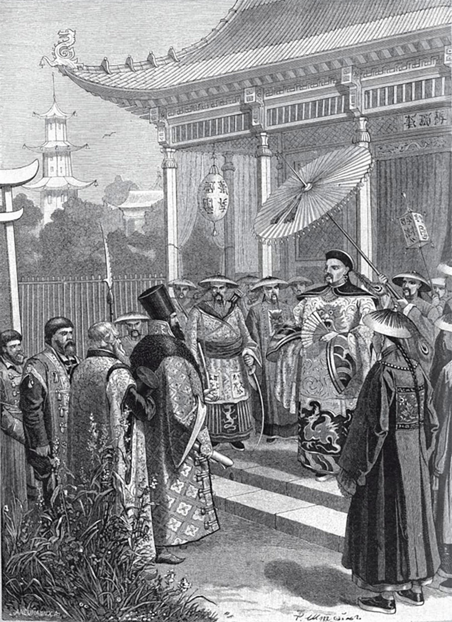 Embajadores rusos en China en el siglo XVII (revista 'Niva').