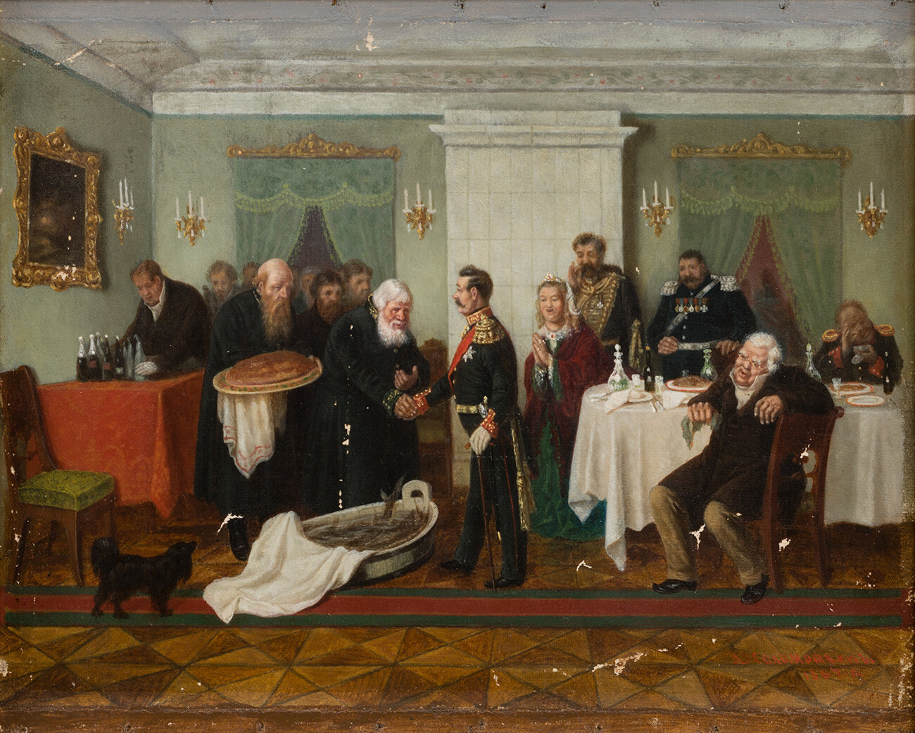 “Onomastico del Governatore Generale”, dipinto di Leonid Solomatkin del 1867

