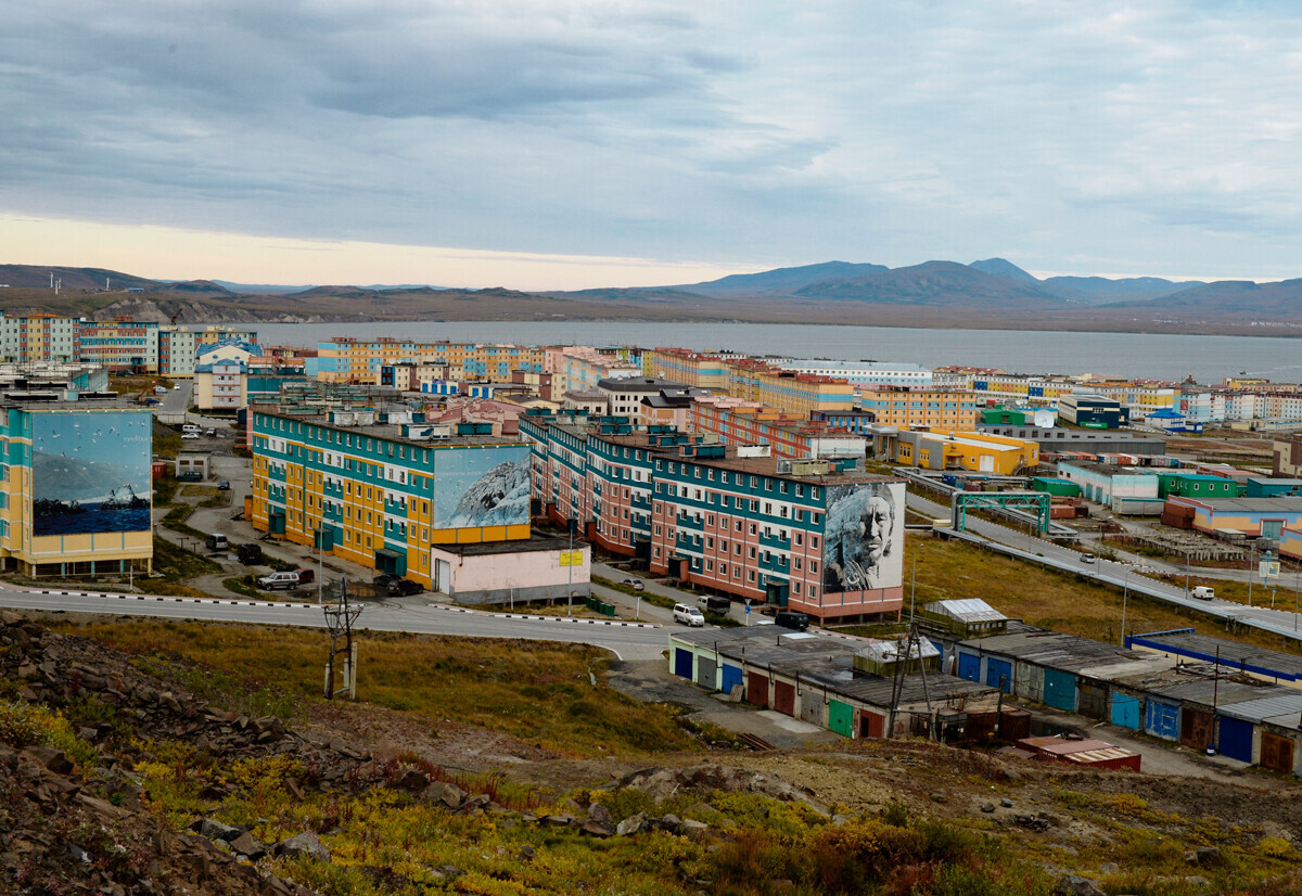 Anadir, a capital de Tchukotka, vista de cima.