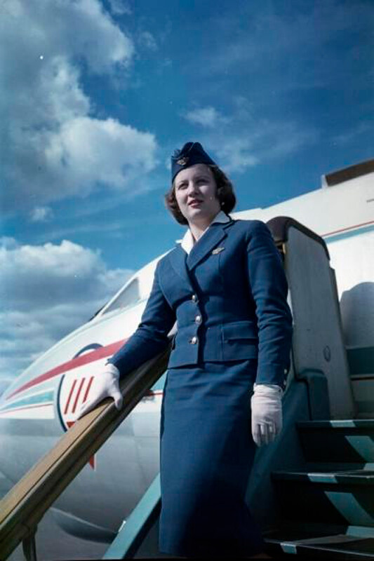 Flight attendant, 1960s.
