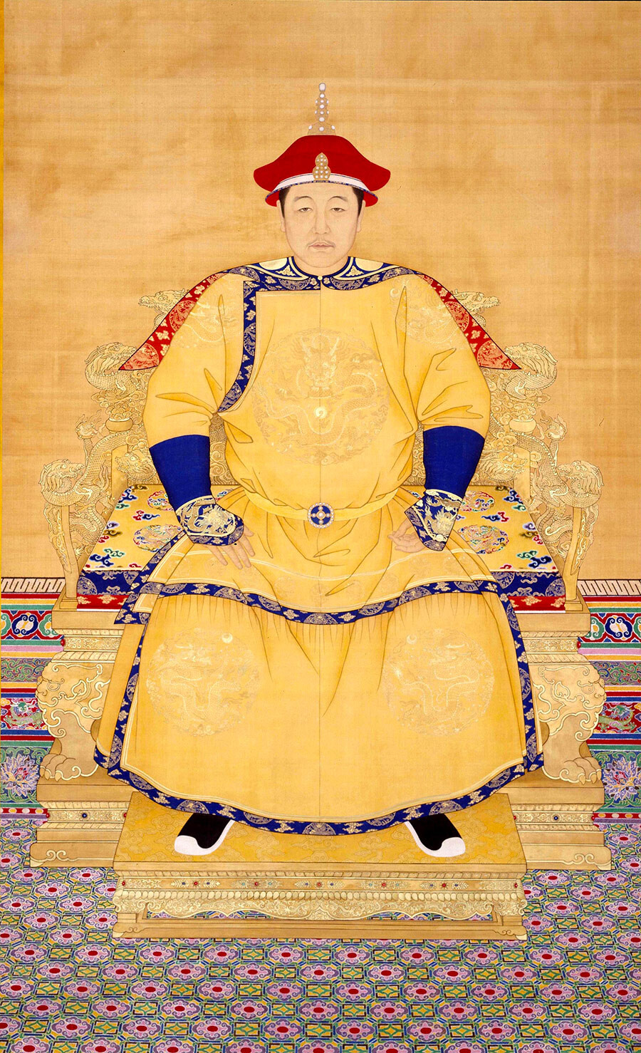 Ritratto ufficiale del primo imperatore della Cina appartenente alla dinastia Qing, Shunzhi (1638-1661)