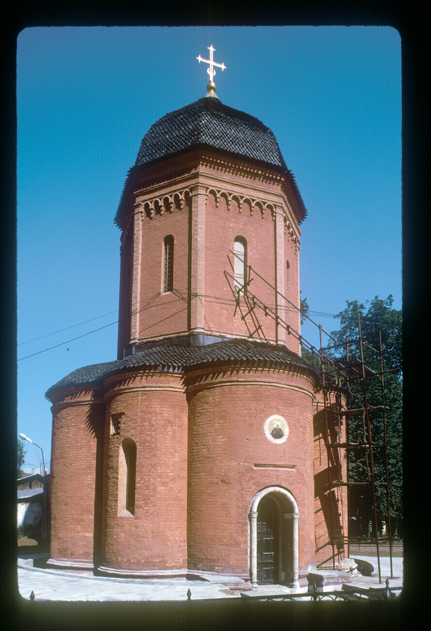 Upper Petrovsky Monastery. Cathedral of Metropolitan Peter, northwest view during restoration. Photo: August 5, 1997