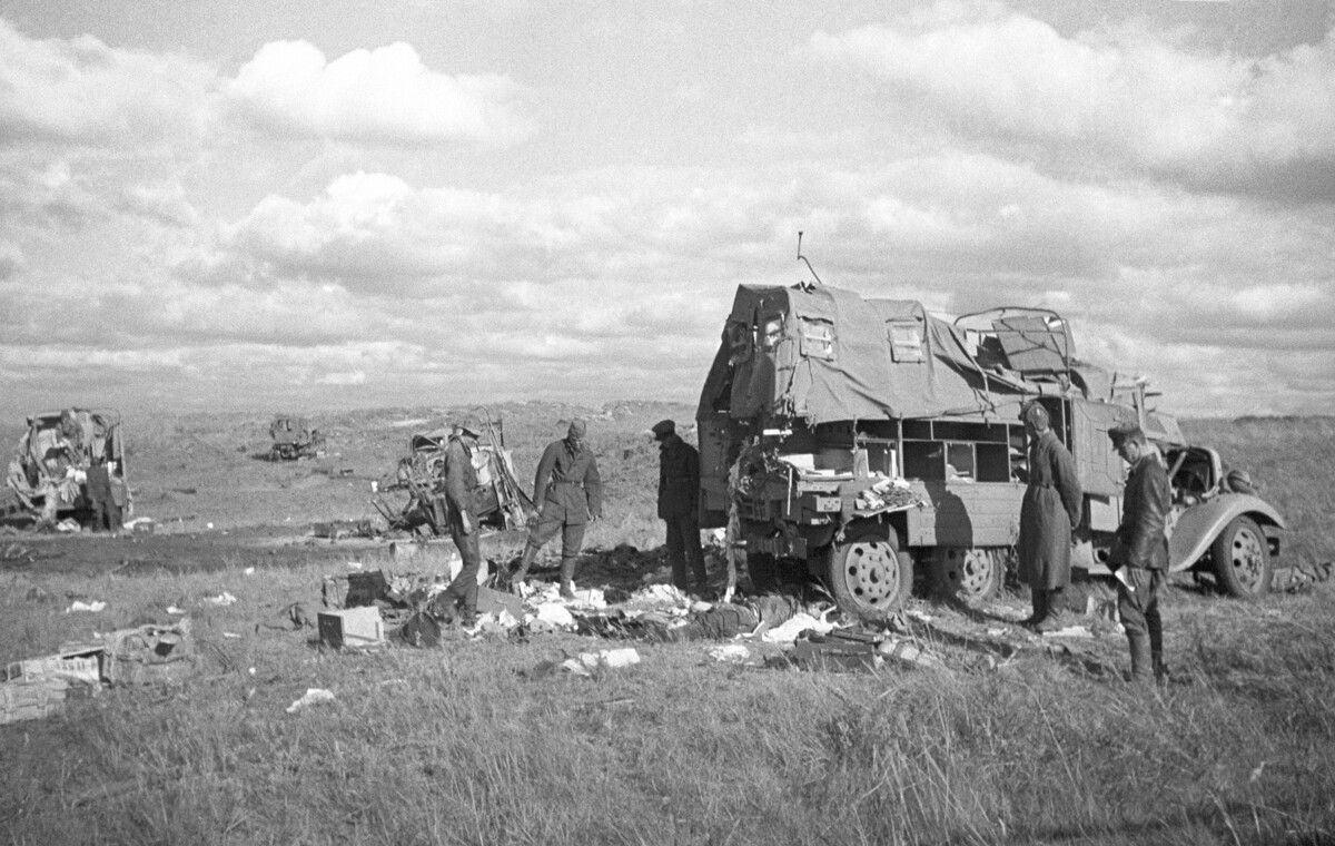 Japanese military unit staff office defeated by the Soviet soldiers near the Khalkhin Gol river.