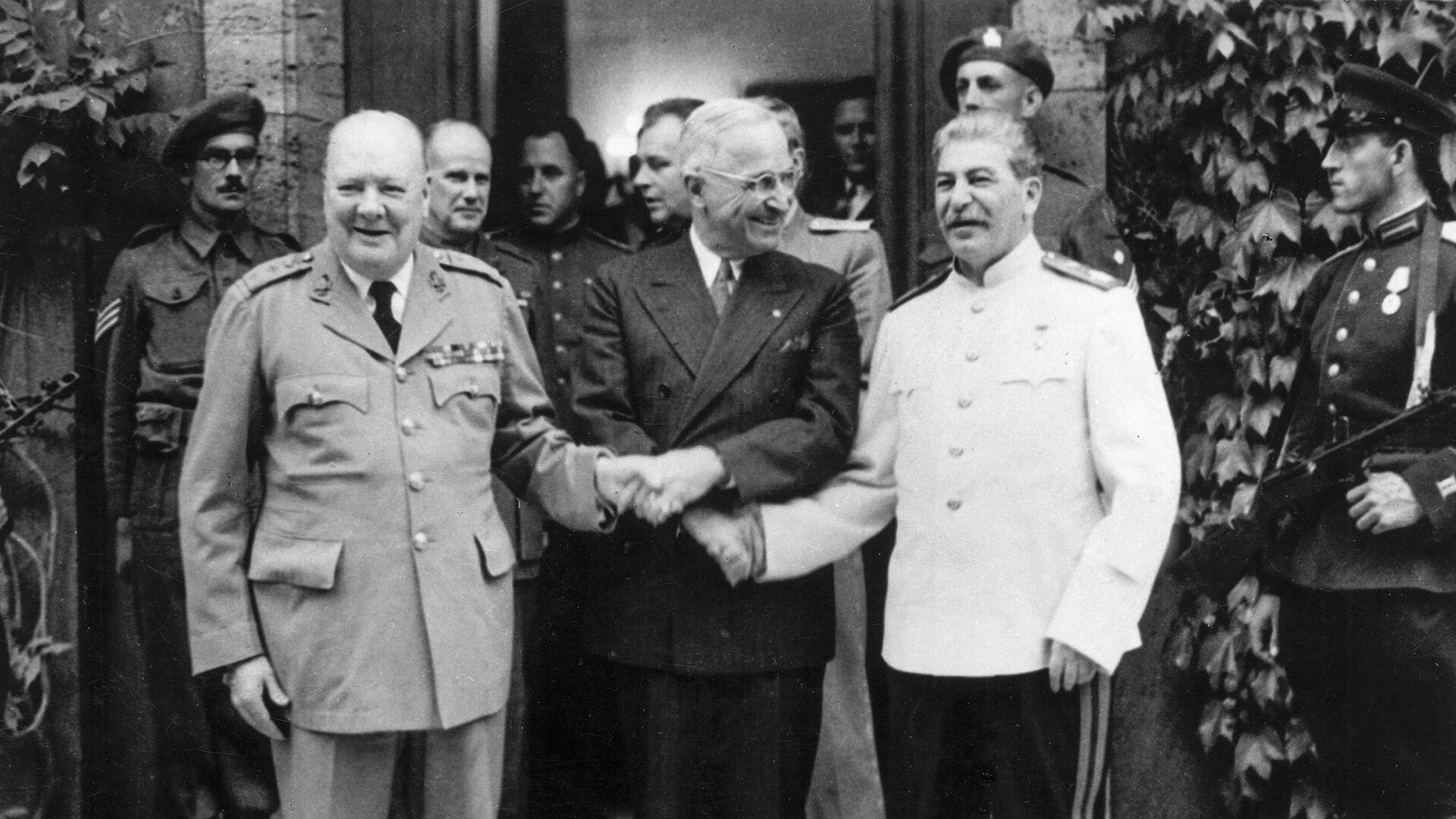 Joseph Stalin, Harry Truman and Winston Churchill in Potsdam.