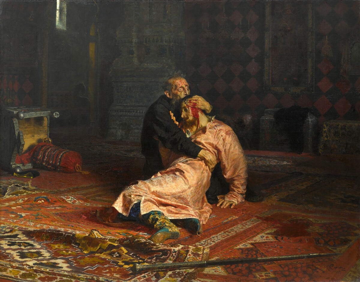 „Iwan der Schreckliche und sein Sohn Iwan, 16. November 1581“, 1883-1885