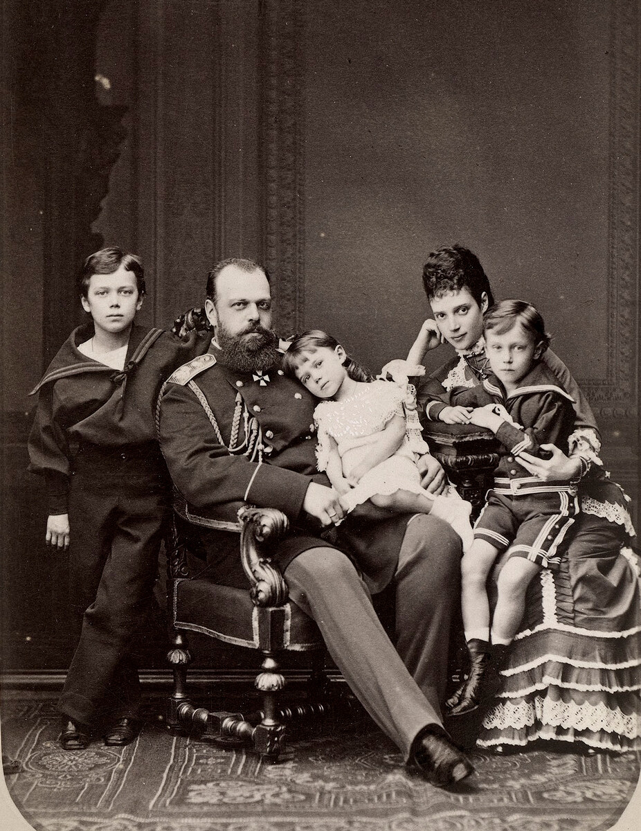 Alexander III with his wife and children, 1870, Sergey Levitsky