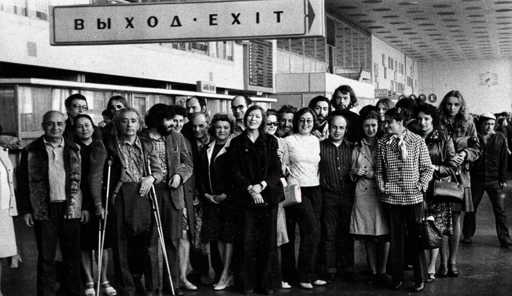 Adieu de ceux qui partent pour Israël à l'aéroport de Moscou-Cheremetievo, 1970