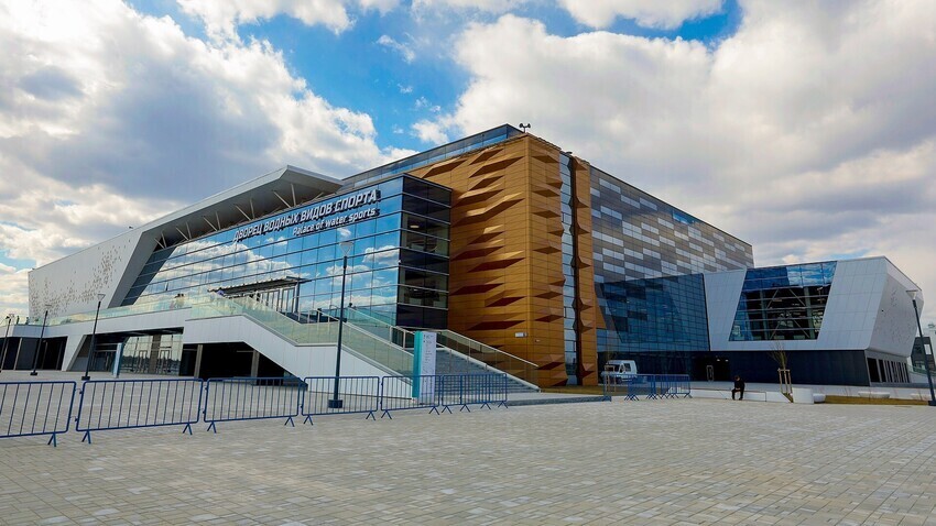 Vista do Palácio dos Esportes Aquáticos, que receberá o Festival Internacional de Esportes Universitários a ser realizado em Iekaterinburgo em agosto de 2023