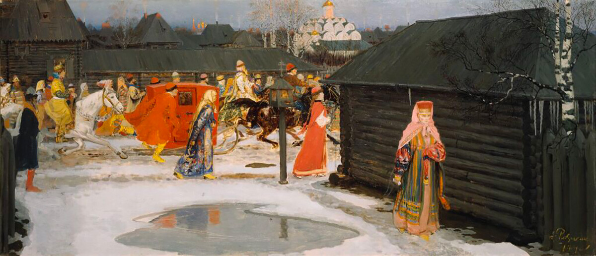 “Corteo nuziale a Mosca nel XVII secolo”, dipinto di Andrej Rjabushkin, 1901