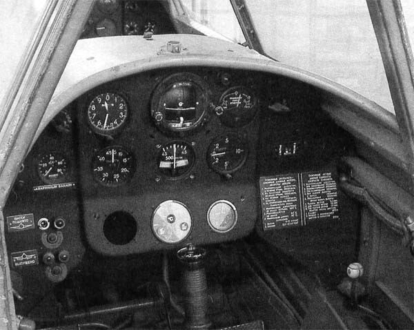 Panel de instrumentos del Yak-18 (cabina trasera)