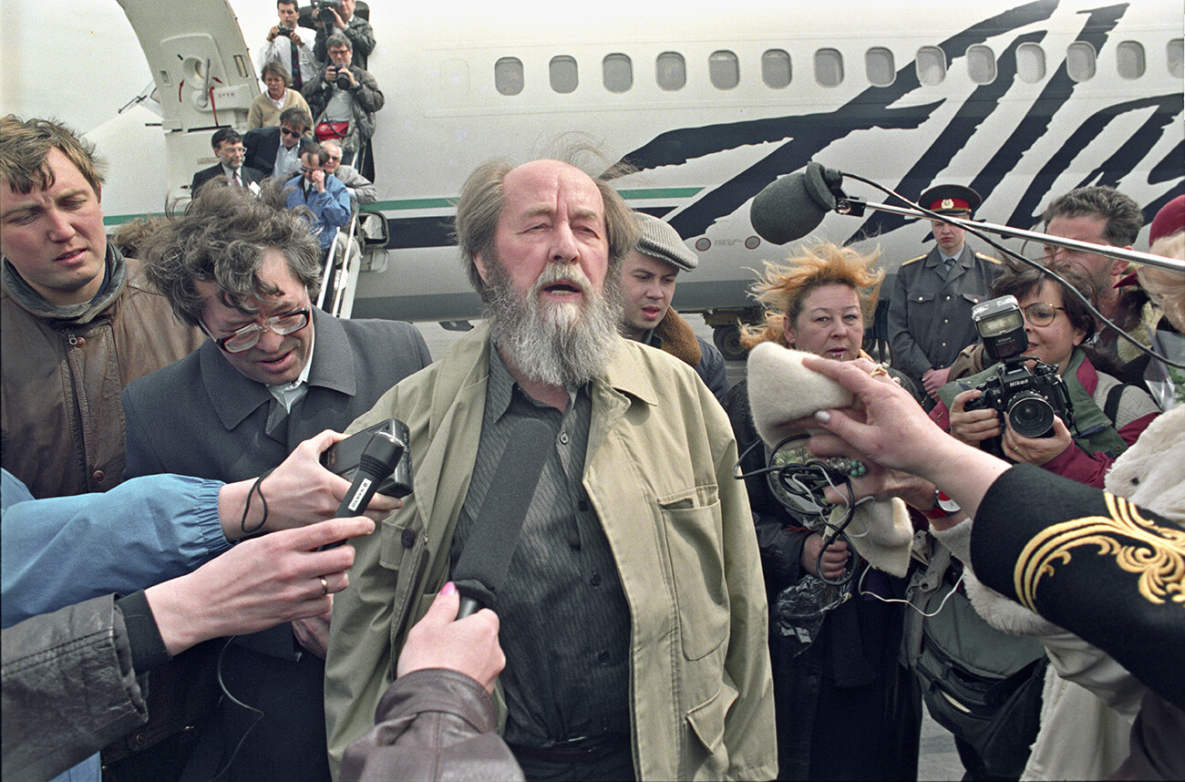 Alexander Solschenizyn bei seiner Rückkehr nach Russland, 1994.