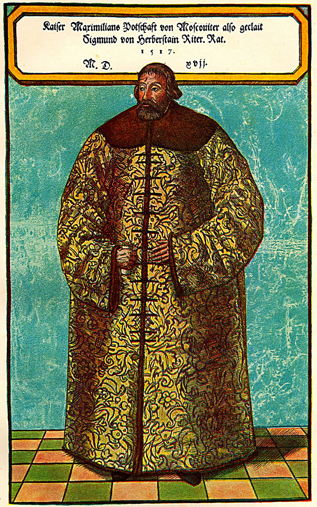 Baron Žiga von Herberstein v krznenem plašču