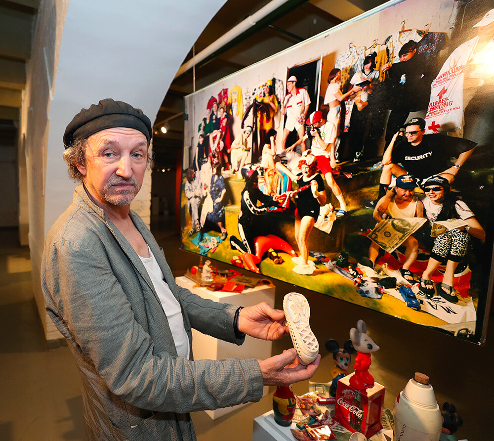 L’artista Aleksandr Petljura al Museo di Mosca, 2018 