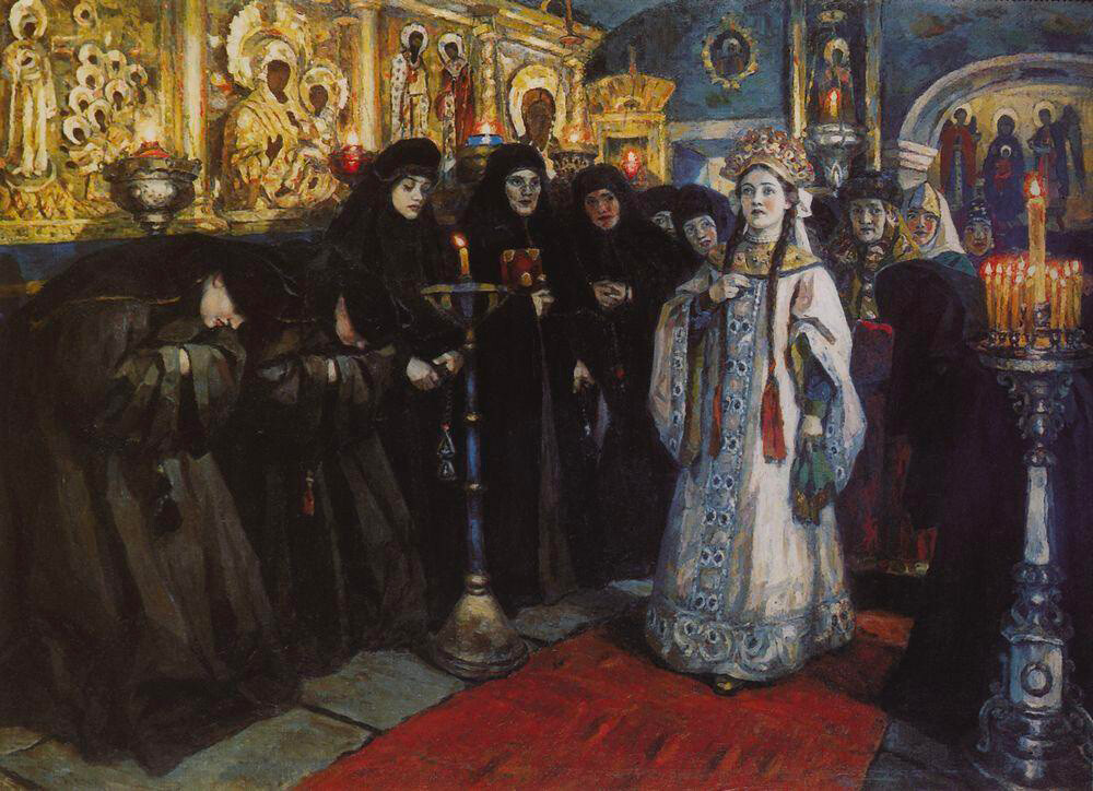 Une princesse russe lors d'une visite au monastère. Vassili Sourikov