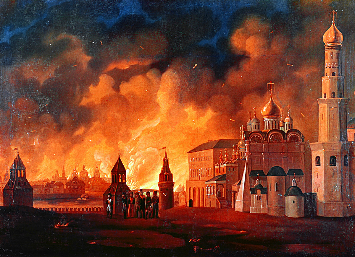 Moscou en feu. Peinture d'Alexandre Smirnov