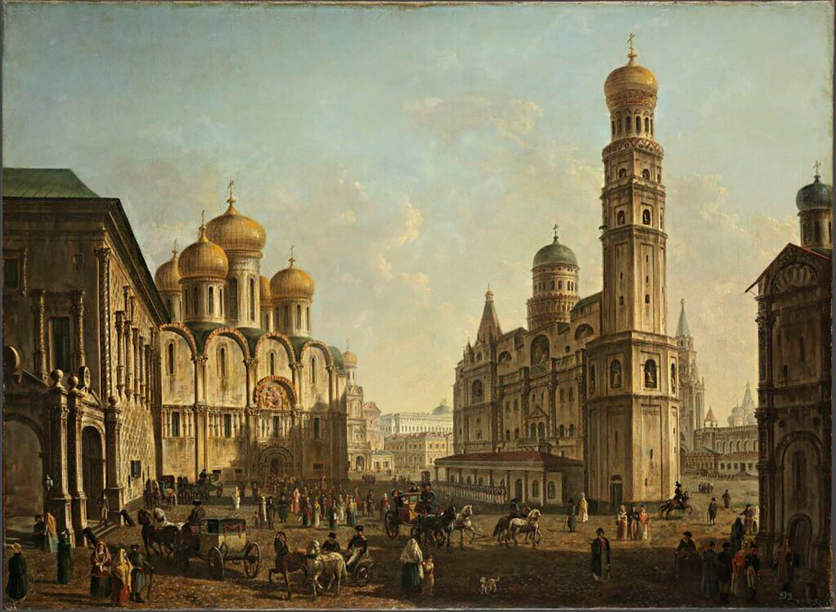 Fiodor Alekseïev. Place des Cathédrales au Kremlin de Moscou, années 1800