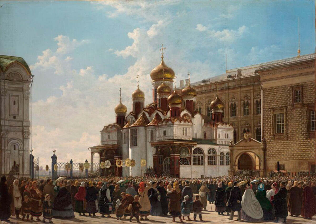 Karl Beaudry. Procession de croix à la cathédrale de l’Annonciation du Kremlin de Moscou, 1860
