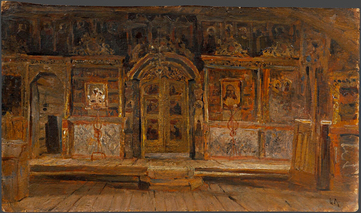 Isaac Levitan. Intérieur de l’église Pierre-et-Paul de Plios, sur la Volga, 1888
