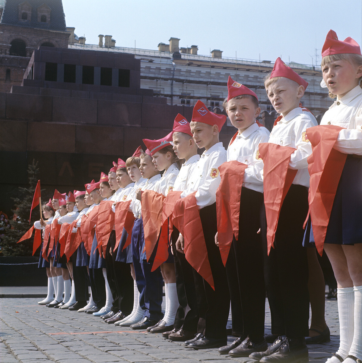An induction to Pioneers on Red Square in Moscow, 1974.