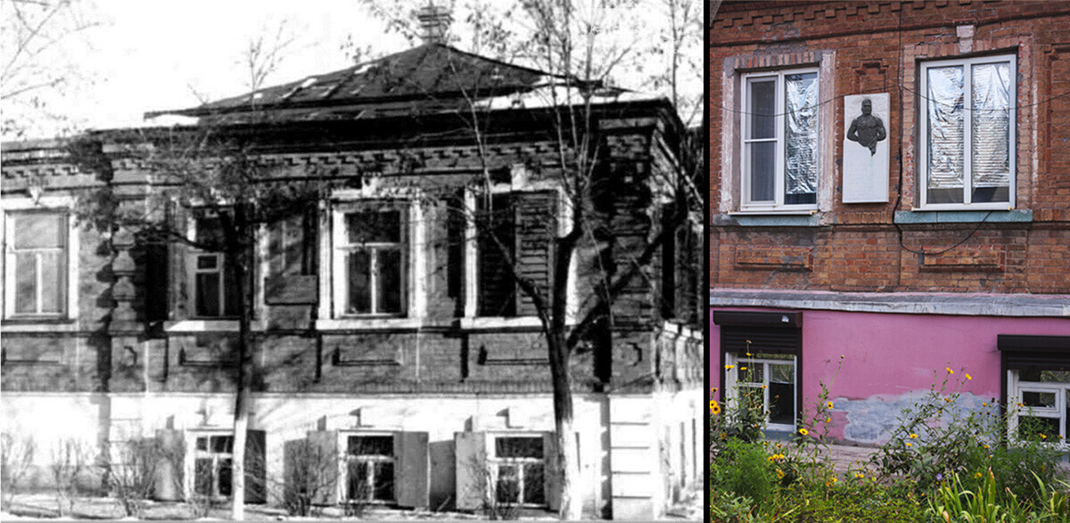 Casa de Ivan Poddubni em Ieisk, antes e atualmente
