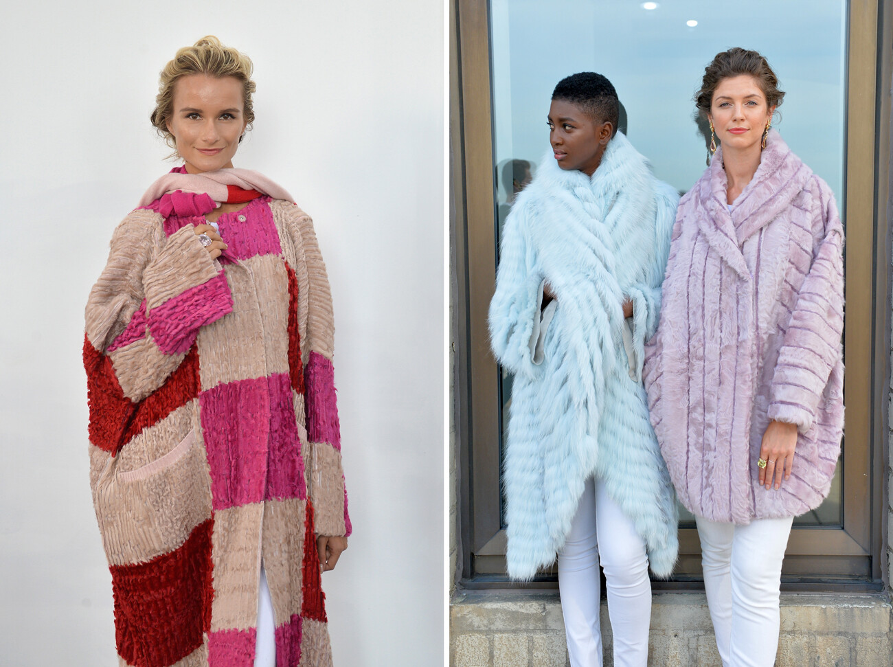 Models pose for Helen Yarmak presentation during New York Fashion Week, 2017