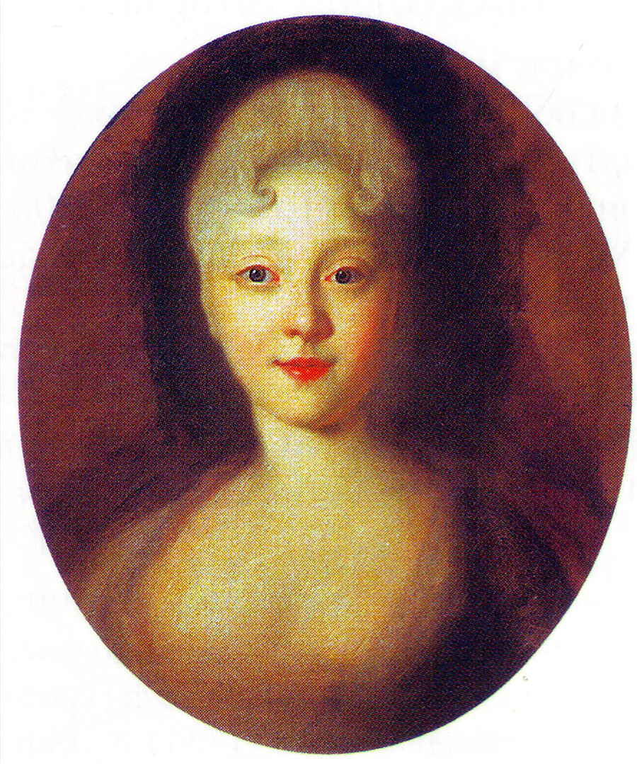 Retrato da Isabel da Rússia, filha de Pedro, o Grande, por Ivan Nikítin, década de 1720. 