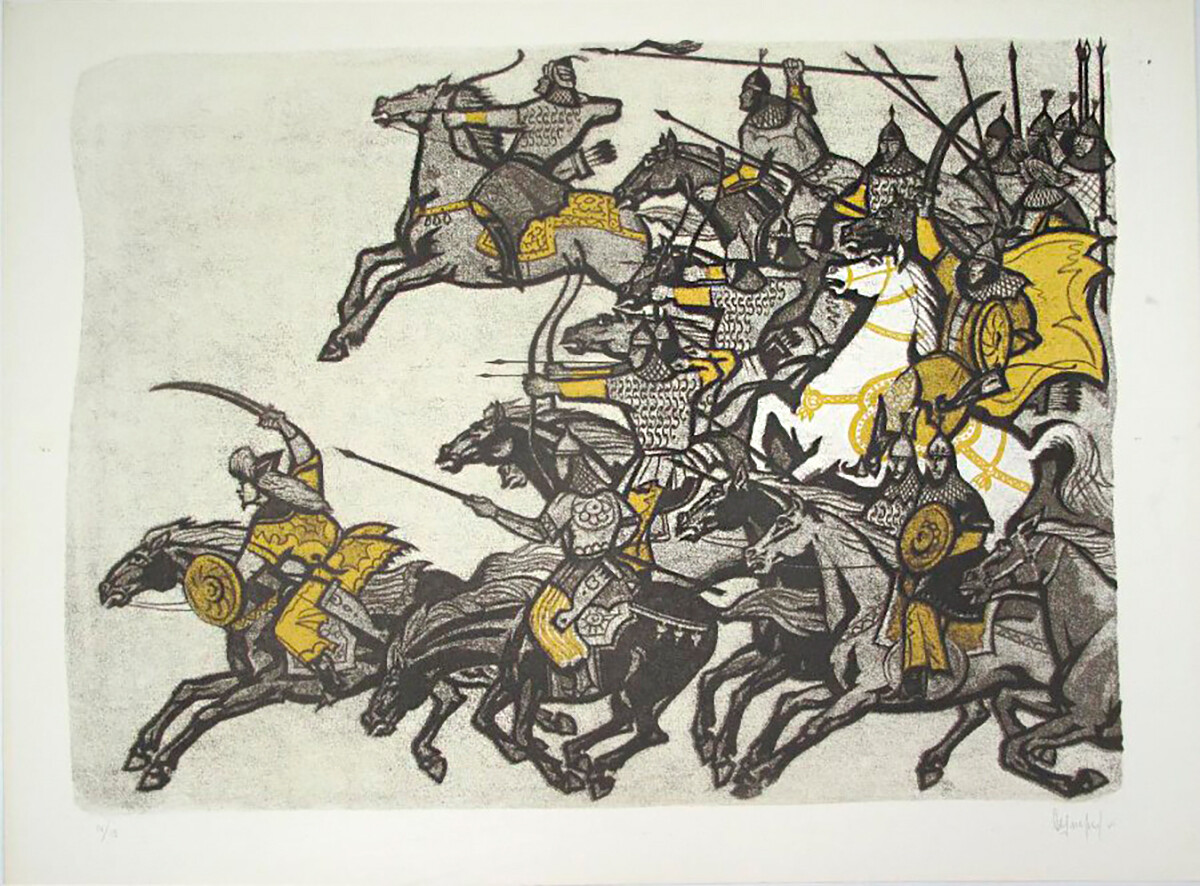 “Le armate del Khan”, illustrazione di Aleksej Shmarinov (1978-1979)