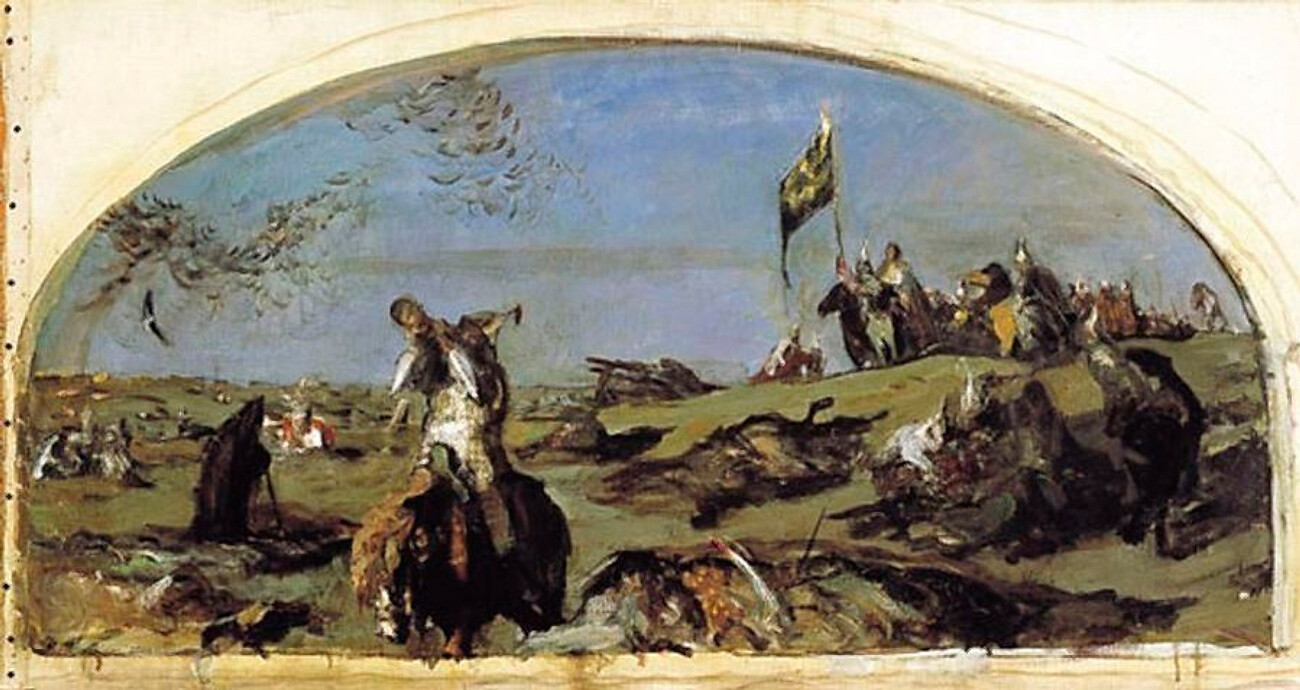 “Dopo la battaglia di Kulikovo”, schizzo di Valentin Serov, 1895
