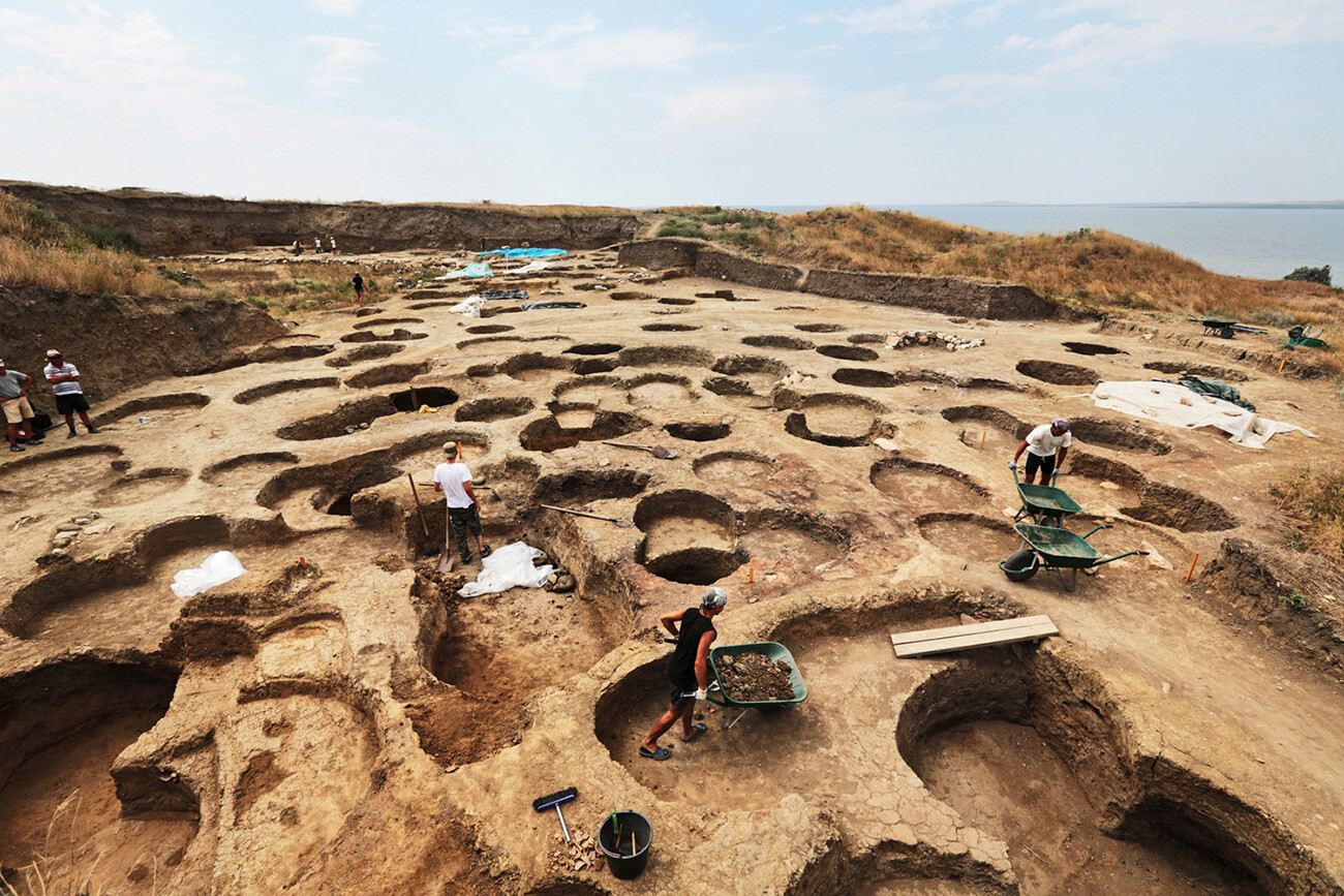 Phanagoria is Russia's largest archaeological monument of the ancient era, located on the Taman Peninsula. In the photo: excavations of the upper city. The upper city, or Acropolis, is the site of the original settlement.