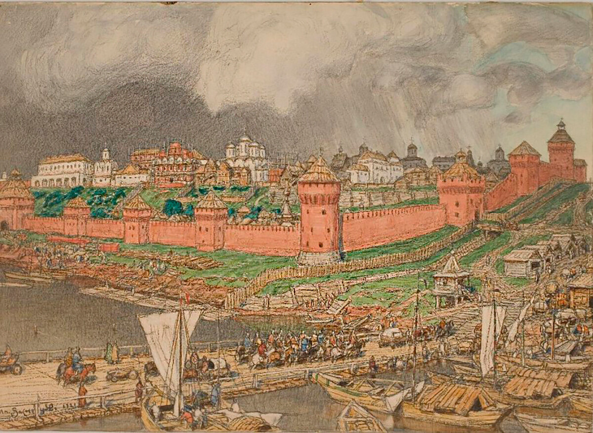 Apollinári Vasnetsov, “Kremlin de Moscou sob Ivan 3º” (1921).