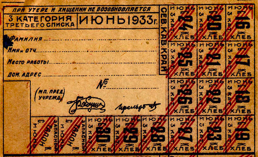 Food ration stamps, 1933.