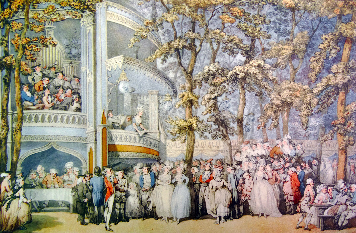 Koncert v vrtovih Vauxhall Pleasure Gardens leta 1732 