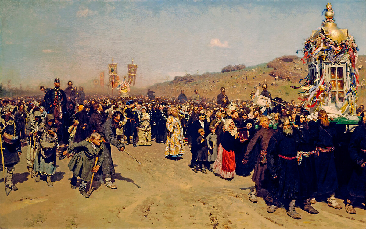 Ilyá Repin. Procesión religiosa en la provincia de Kursk, 1880-1883