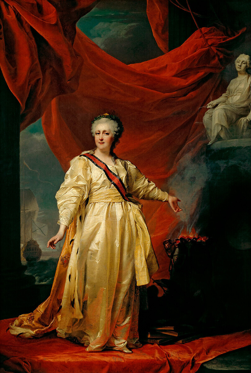 Retrato de Catarina 2ª, a Legisladora, no Templo Dedicado à Deusa da Justiça, 1793, Dmítri Levítzki