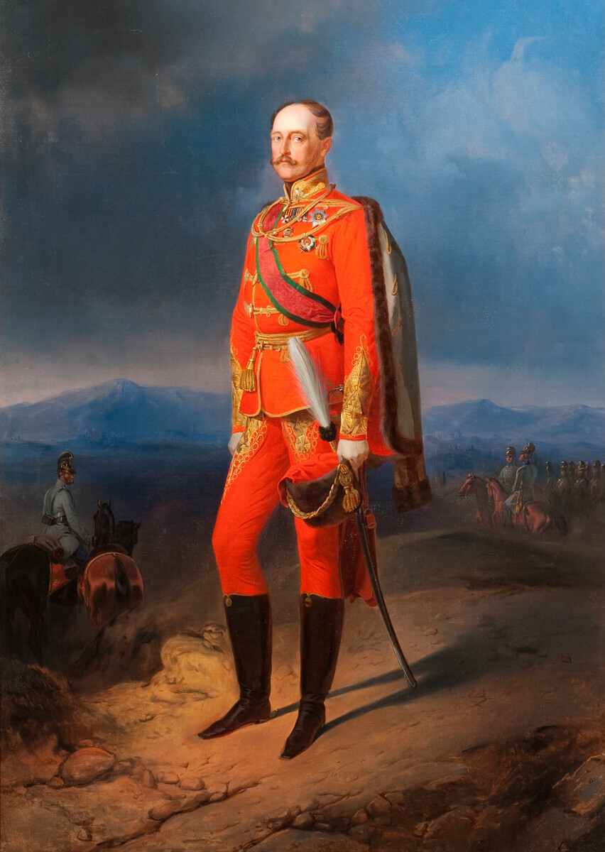 Retrato do imperador Nicolau 1º em uniforme austríaco. Artista desconhecido. Década de 1840-1850.

