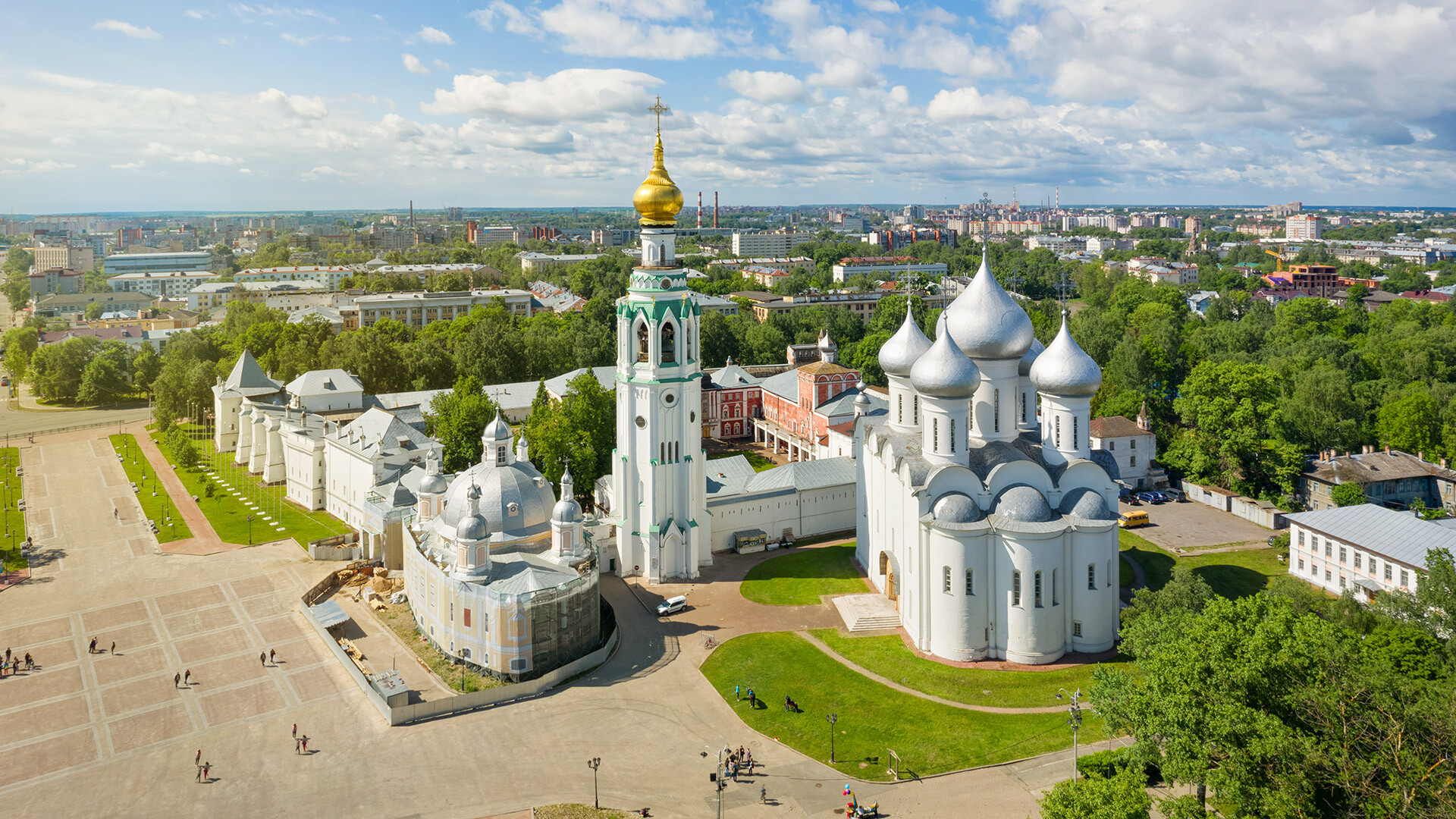 Panoramic aerial view of Vologda Kremlin.
