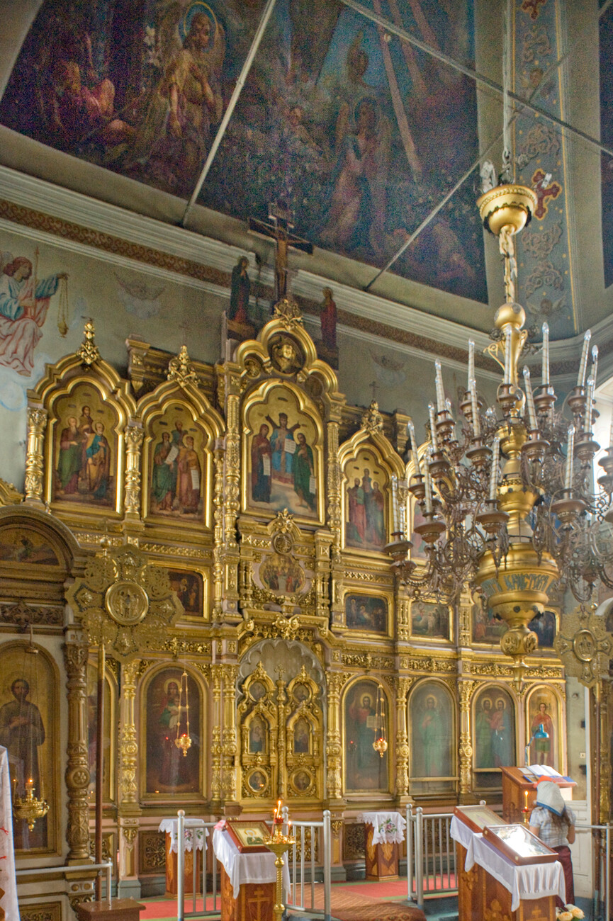 Church of Sts. Florus & Laurus. Interior, view east toward icon screen renovated in 1891. This church remained open throughout the Soviet period. August 4, 2012