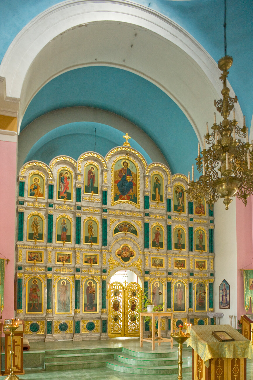 Cathedral of the Dormition. Interior, view east toward new icon screen. August 4, 2012