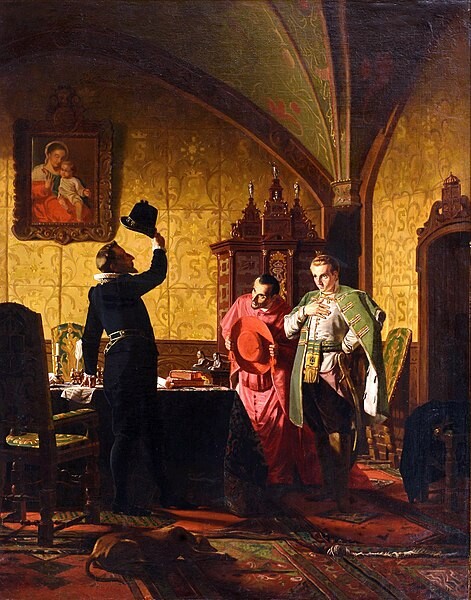 Nikolai Nevrev. False Dmitriy I swearing Sigismund III introduction of catholicism in Russia, 1874