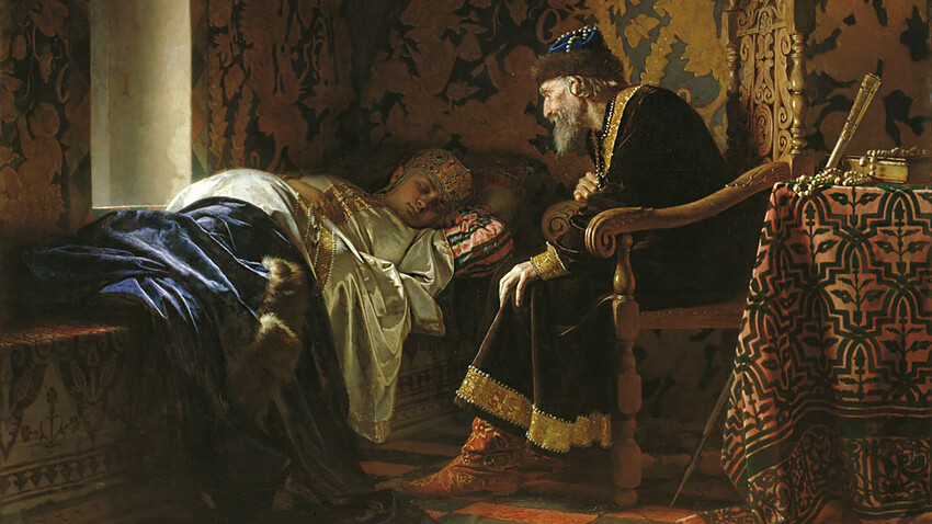 "Lo zar Ivan il Terribile osserva Vasilisa", dipinto di Grigorij Sedov, 1836-1884