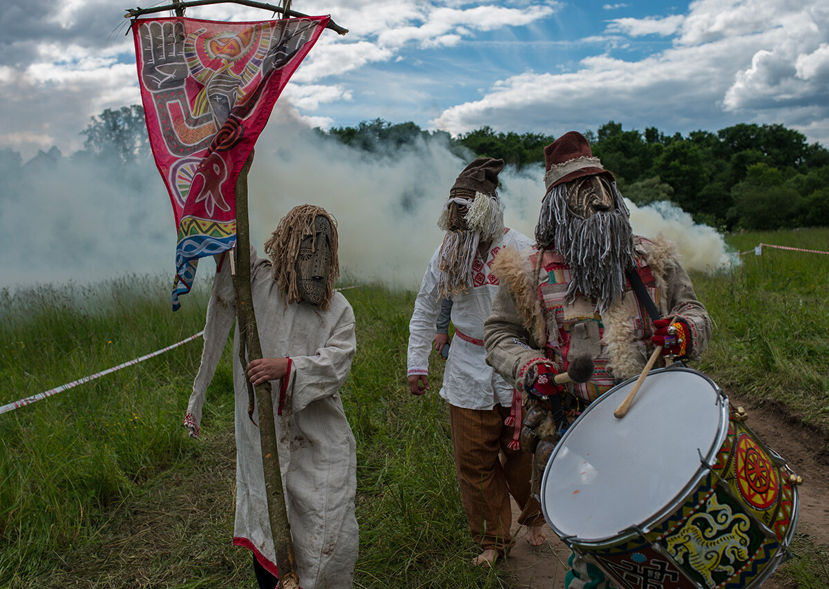 Participants of the pagan festival of the summer solstice 2017 