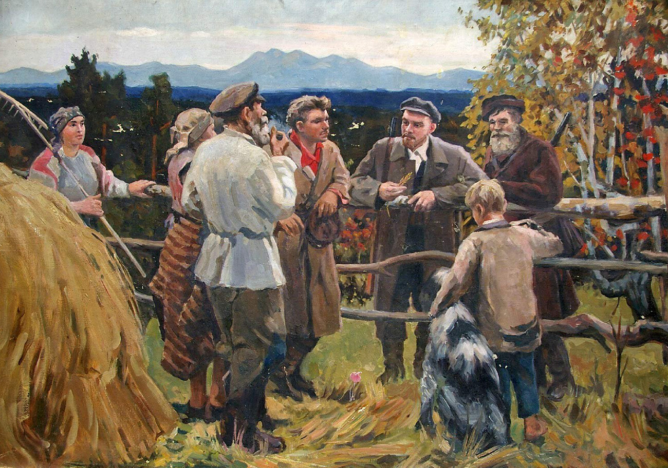 V. I. Lenin med vaškimi kmeti. Šušenskoje 