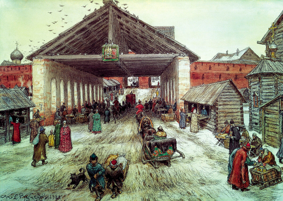  Воскресенски мост у XVII веке, 1921, Аполлинариј Васњецов 